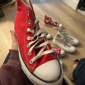 Converse Red and White High-Tops